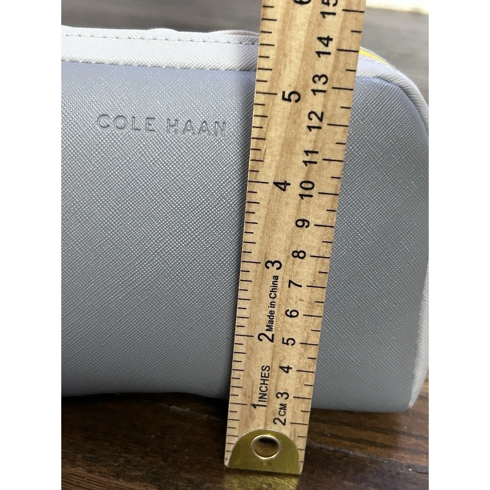 Cole Hann Small Men's Dopp Bag Washable‎ Fabric Grey With Yellow Zipper